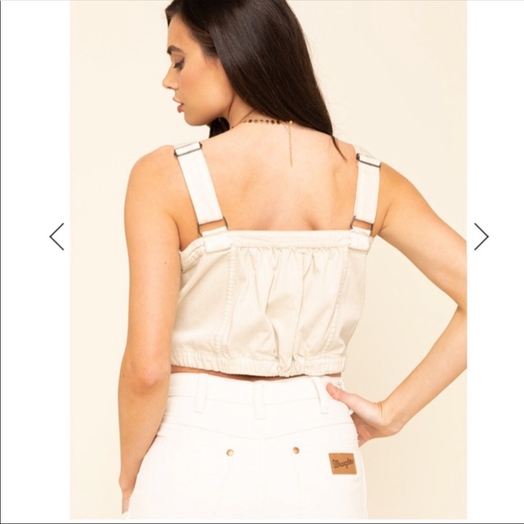 Free people New ivory palm desert Denim crop Top S - Picture 4 of 9